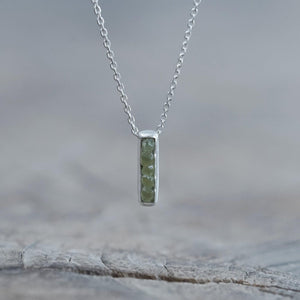 Rough Peridot Necklace with Hidden Gems in sterling silver