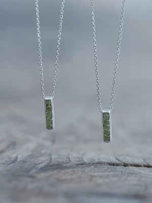 Rough Peridot Necklaces with Hidden Gems in recycled sterling silver