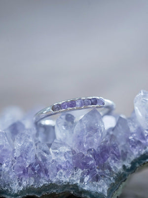 Rough Purple Amethyst Ring with Hidden Gems in sterling silver