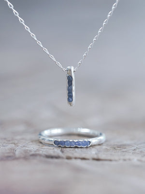 Rough Tanzanite Necklace and Ring with Hidden Gems in sterling silver