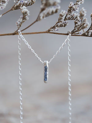 Rough Tanzanite Necklace with Hidden Gems in recycled sterling silver
