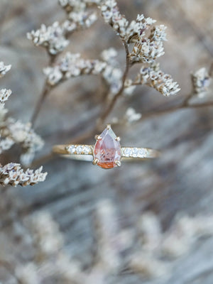 Rustic Pear Diamond Ring in Ethical Gold - Gardens of the Sun | Ethical Jewelry