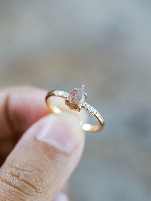 Rustic Pear Diamond Ring in Ethical Gold - Gardens of the Sun | Ethical Jewelry