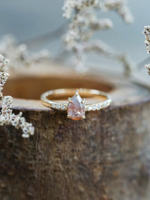 Rustic Pear Diamond Ring in Ethical Gold - Gardens of the Sun | Ethical Jewelry