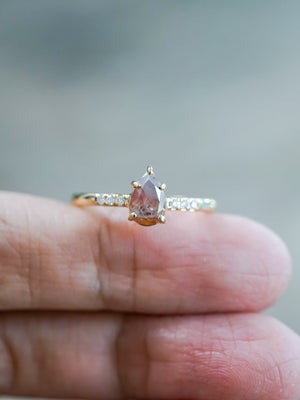 Rustic Pear Diamond Ring in Ethical Gold - Gardens of the Sun | Ethical Jewelry