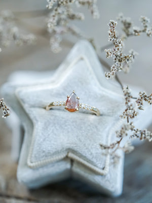 Rustic Pear Diamond Ring in Ethical Gold - Gardens of the Sun | Ethical Jewelry