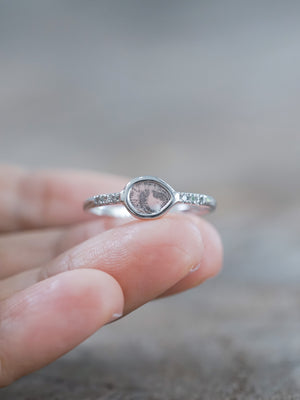Salt and Pepper Diamond Slice Ring in White Gold - Gardens of the Sun | Ethical Jewelry