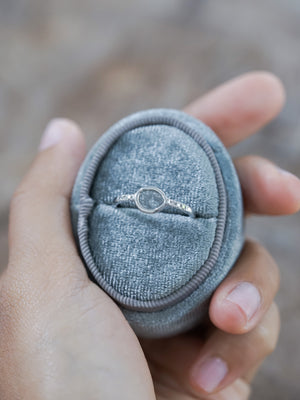 Salt and Pepper Diamond Slice Ring in White Gold - Gardens of the Sun | Ethical Jewelry