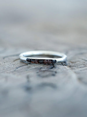 Sustainable Rough Garnet Ring with Hidden Gems in recycled sterling silver