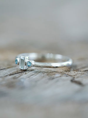 Three Stone Aquamarine Ring - Gardens of the Sun | Ethical Jewelry