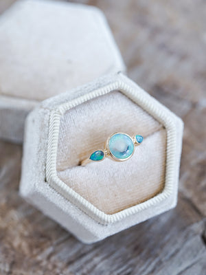 Three Stone Opal Ring in Ethical Gold - Gardens of the Sun | Ethical Jewelry