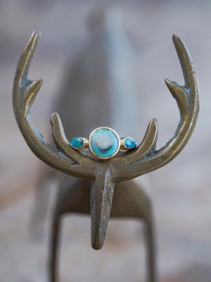 Three Stone Opal Ring in Ethical Gold - Gardens of the Sun | Ethical Jewelry