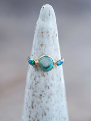 Three Stone Opal Ring in Ethical Gold - Gardens of the Sun | Ethical Jewelry