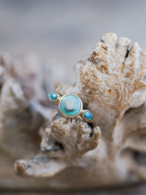 Three Stone Opal Ring in Ethical Gold - Gardens of the Sun | Ethical Jewelry