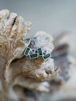 Tourmaline and Pink Sapphire Earrings - Gardens of the Sun | Ethical Jewelry