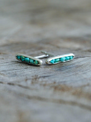 Turquoise Earrings with Hidden Gems in recycled sterling silver