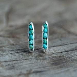 Turquoise Earrings with Hidden Gems in sterling silver