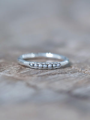 Unique Freshwater Pearl Ring with Hidden Gems in recycled sterling silver for engagement ring