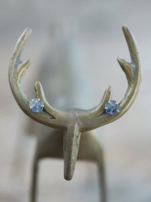 Yogo Sapphire Flower Earrings in Ethical Gold - Gardens of the Sun | Ethical Jewelry