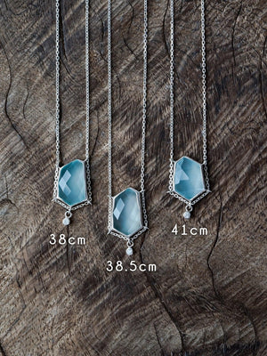 Aqua Chalcedony and White Zircon Necklace - Gardens of the Sun | Ethical Jewelry