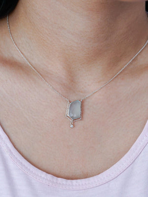 Aqua Chalcedony and White Zircon Necklace - Gardens of the Sun | Ethical Jewelry