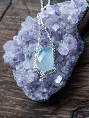 Aqua Chalcedony and White Zircon Necklace - Gardens of the Sun | Ethical Jewelry
