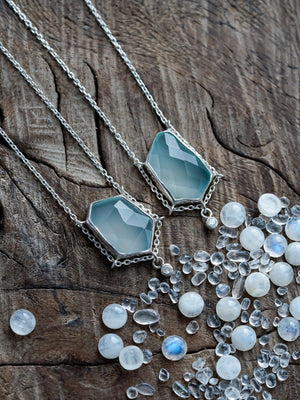 Aqua Chalcedony and White Zircon Necklace - Gardens of the Sun | Ethical Jewelry