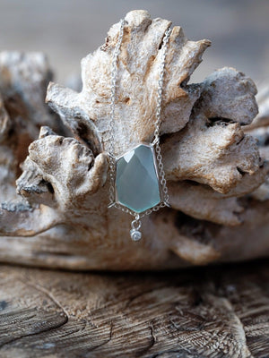 Aqua Chalcedony and White Zircon Necklace - Gardens of the Sun | Ethical Jewelry