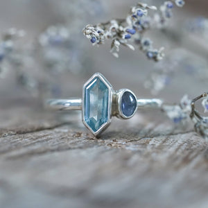 Aquamarine and Sapphire Ring - Gardens of the Sun | Ethical Jewelry