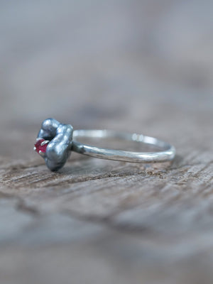 Asteroid Pearl and Spinel Crystal Ring - Gardens of the Sun | Ethical Jewelry