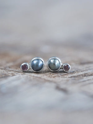 Asteroid Pearl and Spinel Earrings - Gardens of the Sun | Ethical Jewelry
