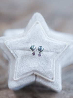 Asteroid Pearl and Spinel Earrings - Gardens of the Sun | Ethical Jewelry