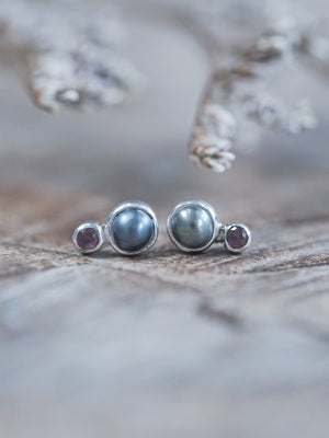 Asteroid Pearl and Spinel Earrings - Gardens of the Sun | Ethical Jewelry