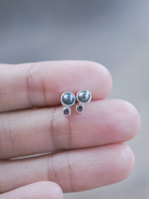 Asteroid Pearl and Spinel Earrings - Gardens of the Sun | Ethical Jewelry