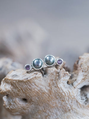 Asteroid Pearl and Spinel Earrings - Gardens of the Sun | Ethical Jewelry