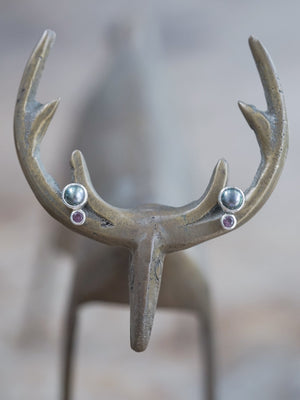 Asteroid Pearl and Spinel Earrings - Gardens of the Sun | Ethical Jewelry