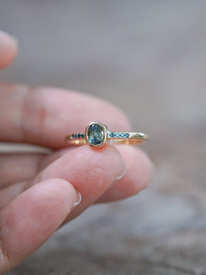 Bicolor Sapphire and Blue Diamond Ring in Ethical Gold - Gardens of the Sun | Ethical Jewelry