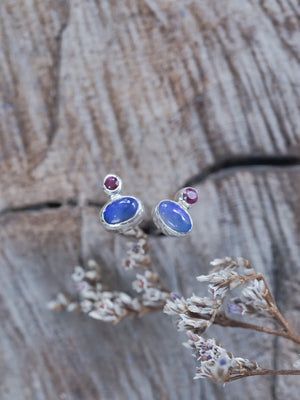 Black Opal and Ruby Earrings - Gardens of the Sun | Ethical Jewelry