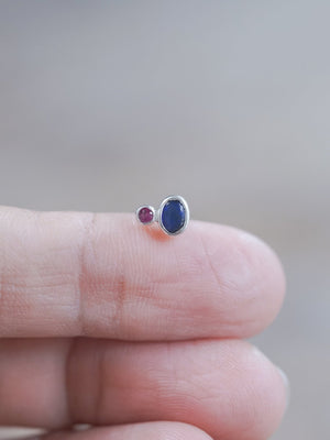 Black Opal and Ruby Earrings - Gardens of the Sun | Ethical Jewelry