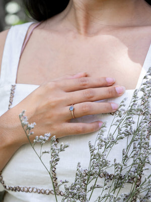 Blue Spinel Ring in Ethical Rose Gold - Gardens of the Sun | Ethical Jewelry