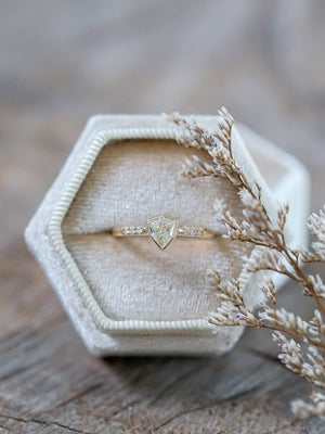 Borneo Shield Diamond Ring in Yellow Gold - Gardens of the Sun | Ethical Jewelry