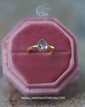 Rose Cut Salt and Pepper Pear Diamond Ring in Ethical Gold - Gardens of the Sun | Ethical Jewelry