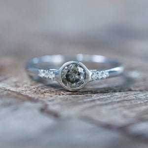 Champagne and Pepper Diamond Ring in White Gold - Gardens of the Sun | Ethical Jewelry