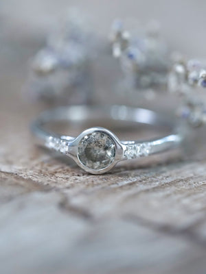 Champagne and Pepper Diamond Ring in White Gold - Gardens of the Sun | Ethical Jewelry