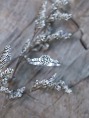 Champagne and Pepper Diamond Ring in White Gold - Gardens of the Sun | Ethical Jewelry