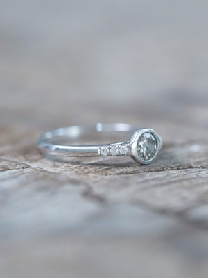 Champagne and Pepper Diamond Ring in White Gold - Gardens of the Sun | Ethical Jewelry