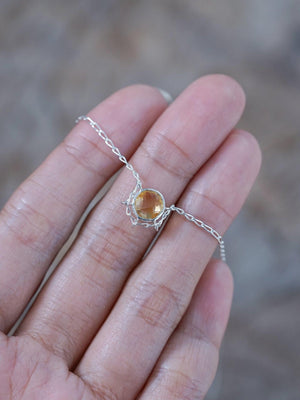 checkerboard citrine necklace pendant in silver