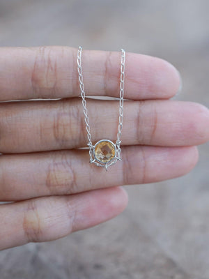 checkerboard citrine necklace pendant in sterling silver