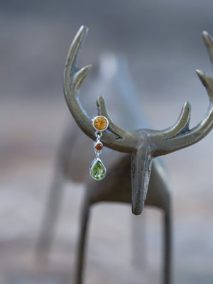 Citrine, Garnet and Peridot Dangling Earrings - Gardens of the Sun | Ethical Jewelry