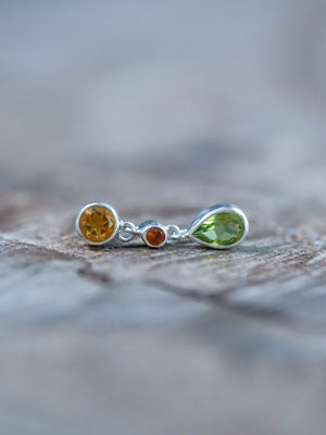 Citrine, Garnet and Peridot Dangling Earrings - Gardens of the Sun | Ethical Jewelry